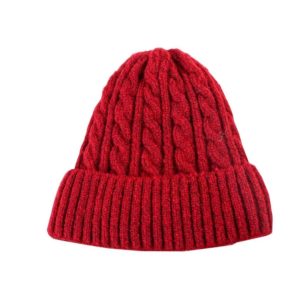 

Versatile Elastic Winter Pullover Cap Trendy Solid Color Twists Knitted Hat All-match Korean Style Woolen Hat Autumn