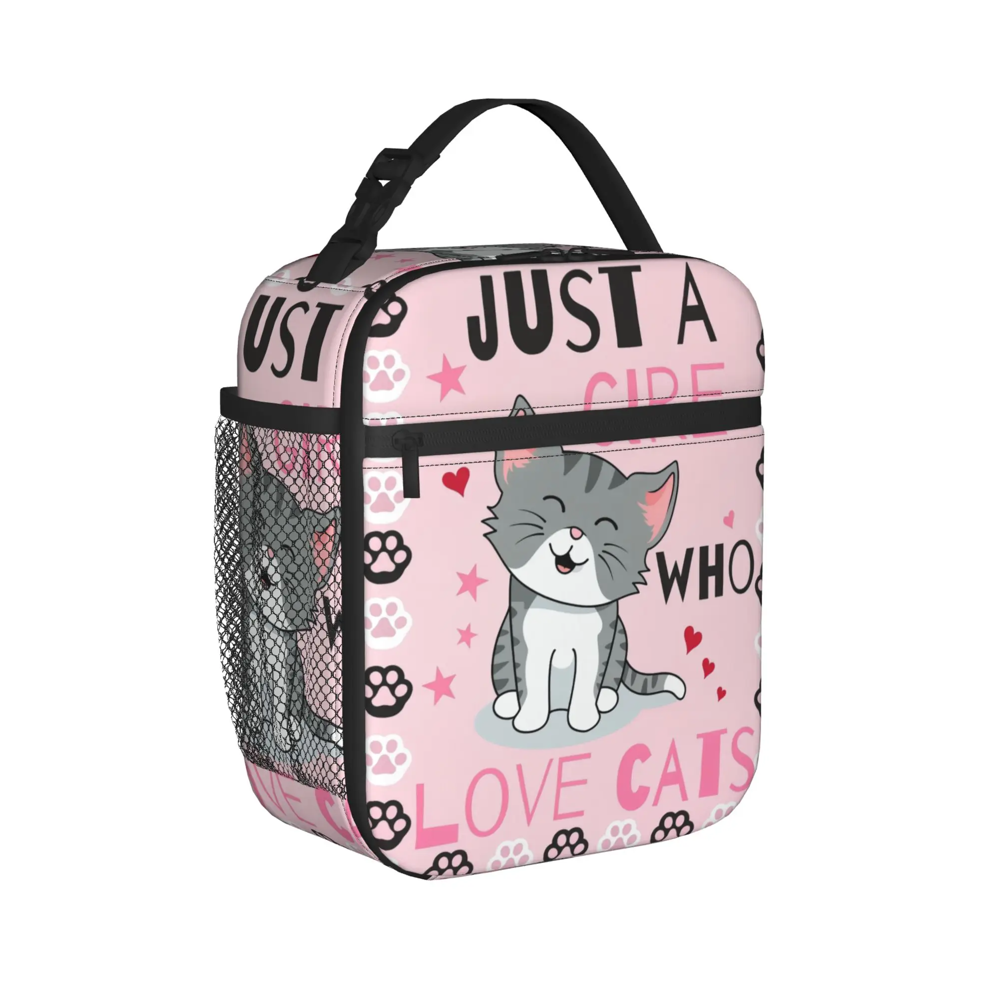 Black Cat Funny Cat Lunch Bag  Fashion Lunch Box For Unisex School Portable Zipper Cooler Bag Oxford Designer Thermal Lunch Bags