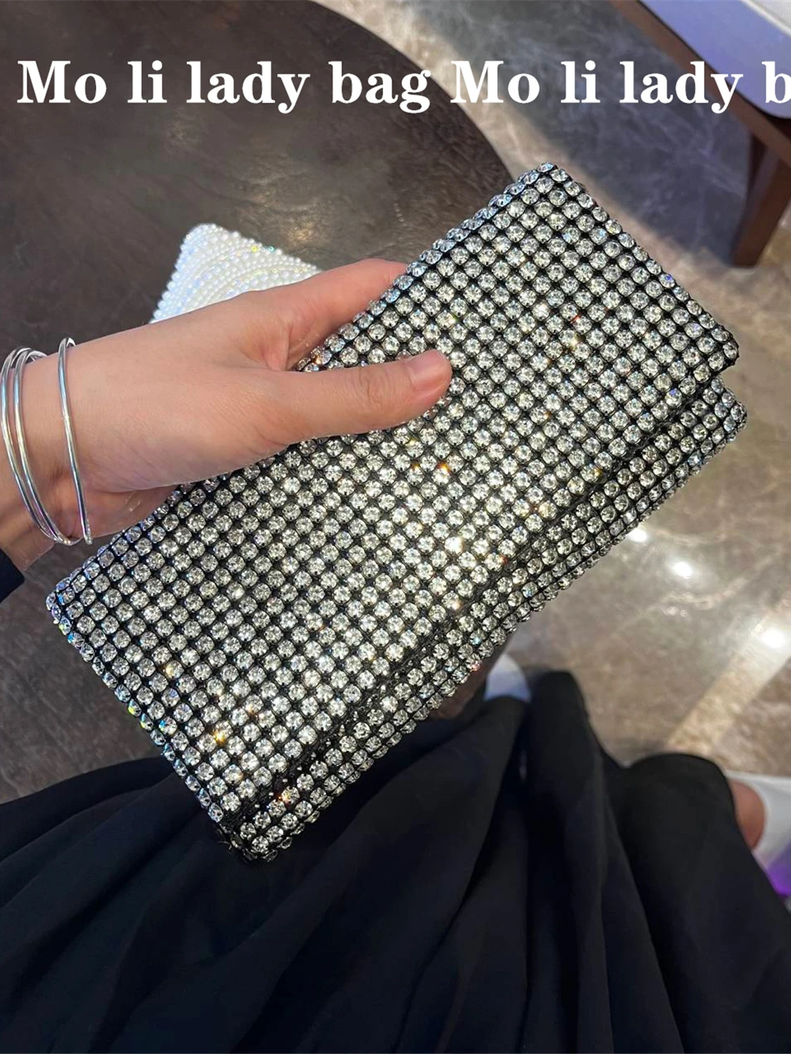 

Luxury Brand Woven Hollow Diamond Inlaid Women's Bag, Personalized High-end Handbag European And American Dinner Parties Trendy