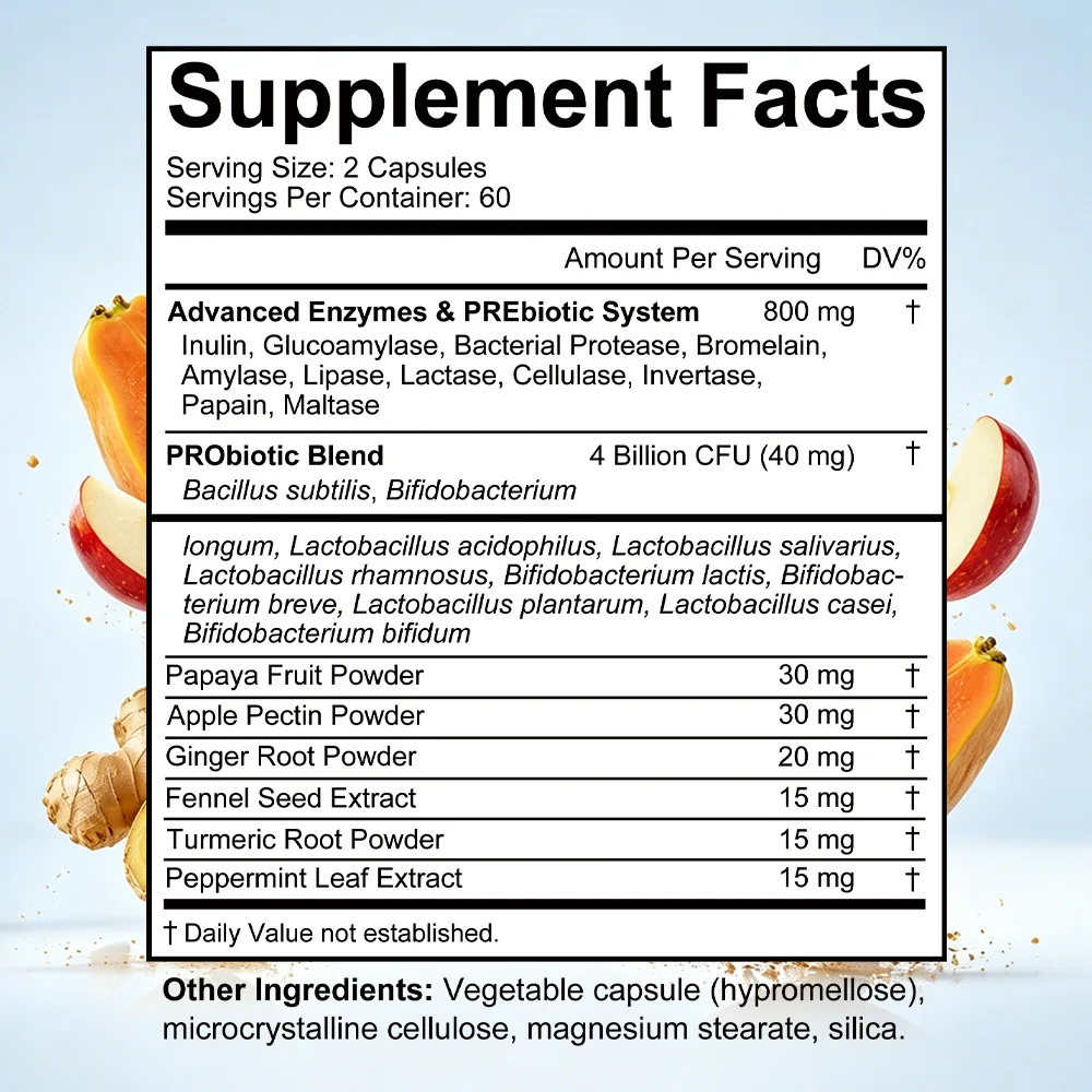 Digestive Enzymes Supplement - Digestion & Intestinal Health for Adults Men and Women, Promotes Nutrient Absorption