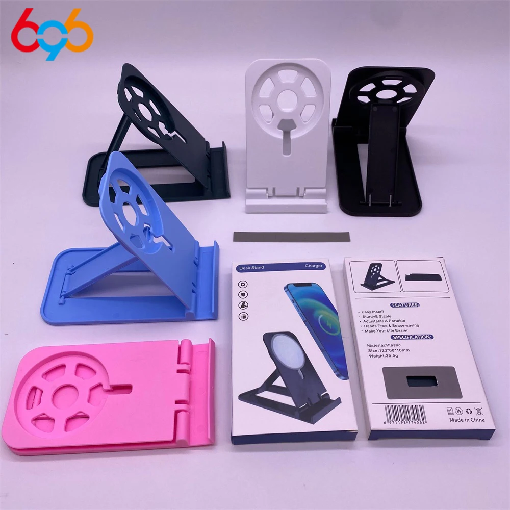 Mini Convenient Foldable Adjustable Desktop Phone Holder Plastic Stand For Magnetic Wireless Charging Bracket Tablet General