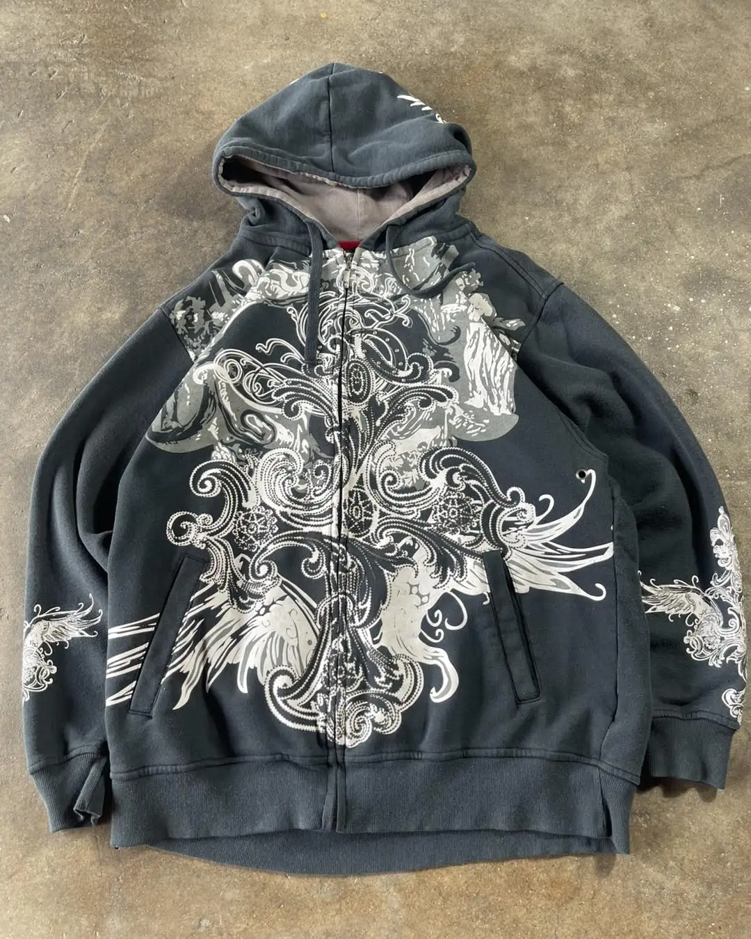 

Vintage Hoodie Y2K New Fashion Gothic Printing Oversize Zipper Hoodie Men Women Hip Hop Casual Sweatshirt Personality Streetwear