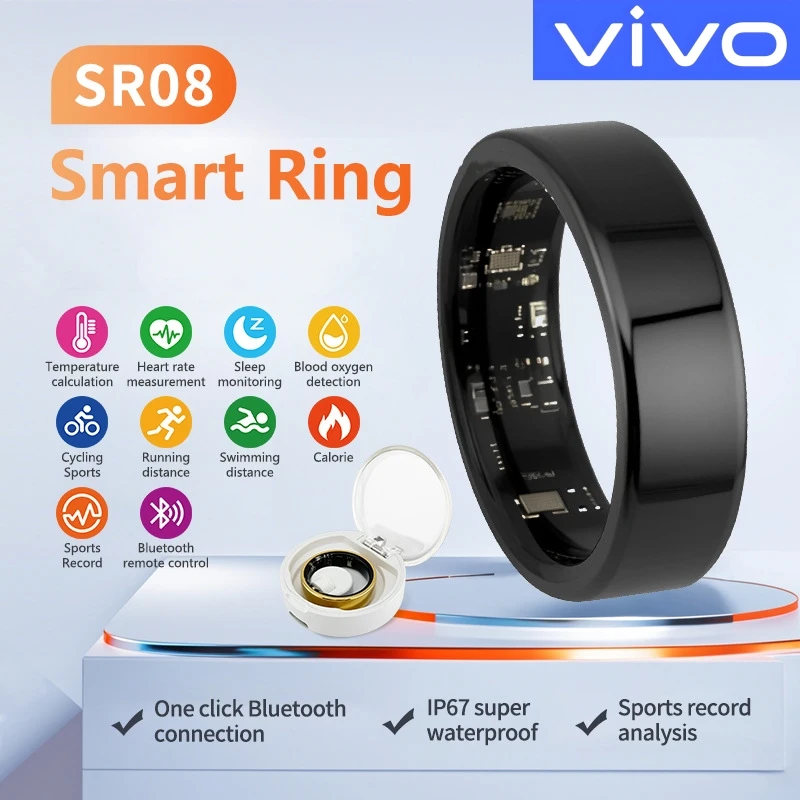 

VIVO Smart Ring Men Women SR08 Smart Ring Women Heart Rate Blood Oxygen Multi Sports Modes IP68 5ATM Waterproof 2025 New