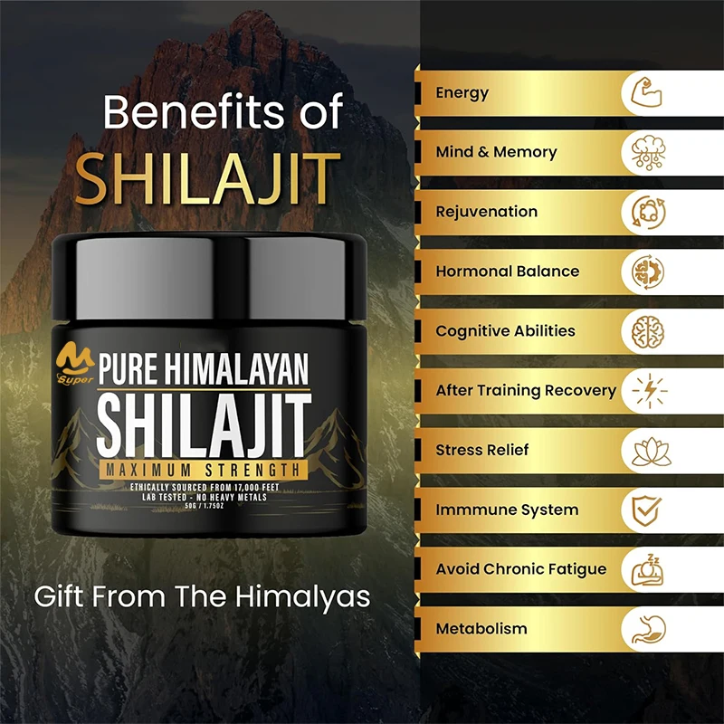 Shilajit เรซินอินทรีแกนหิมาลัยแท้-ธรรมชาติแท้ห้องปฏิบัติการทดสอบสูตรสำหรับผู้ชายผู้หญิง-600มก. ความแข็งแรงสูงสุดพร้อมร่องรอย85 +