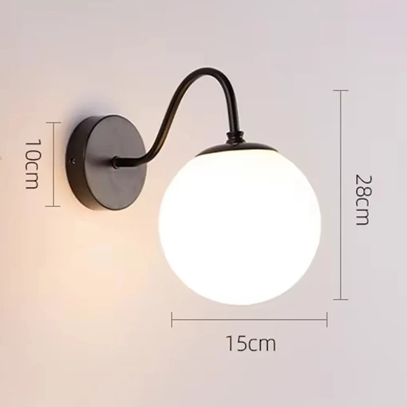 Modern Bedroom Wall Sconce Fixture Milk White Globe Glass Wall Lamp for Bathroom Kitchen LivingRoom Vanity Hallway-ABPX