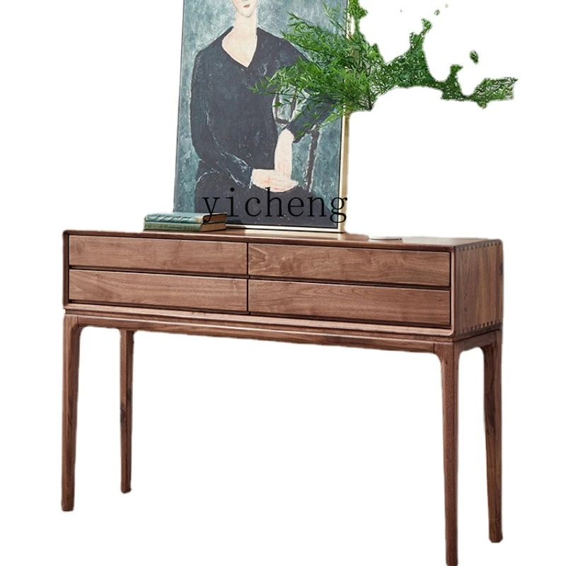 

Xl New Chinese Style Entrance Cabinet Black Walnut Console Tables Solid Wood Altar Household