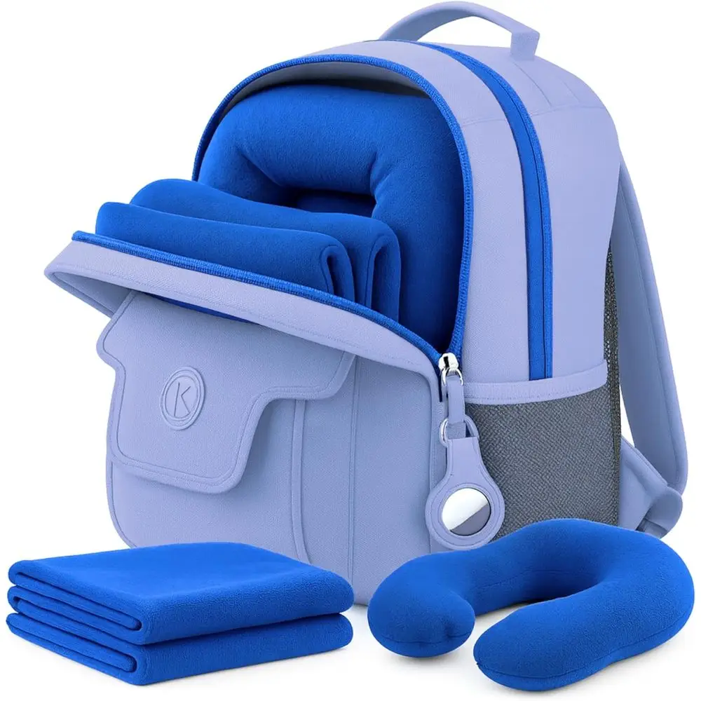 

Kaywee 3pc Airplane Travel entials Kids travel backpack, air tolder or kids pillow and blanket | Toddler travel ential