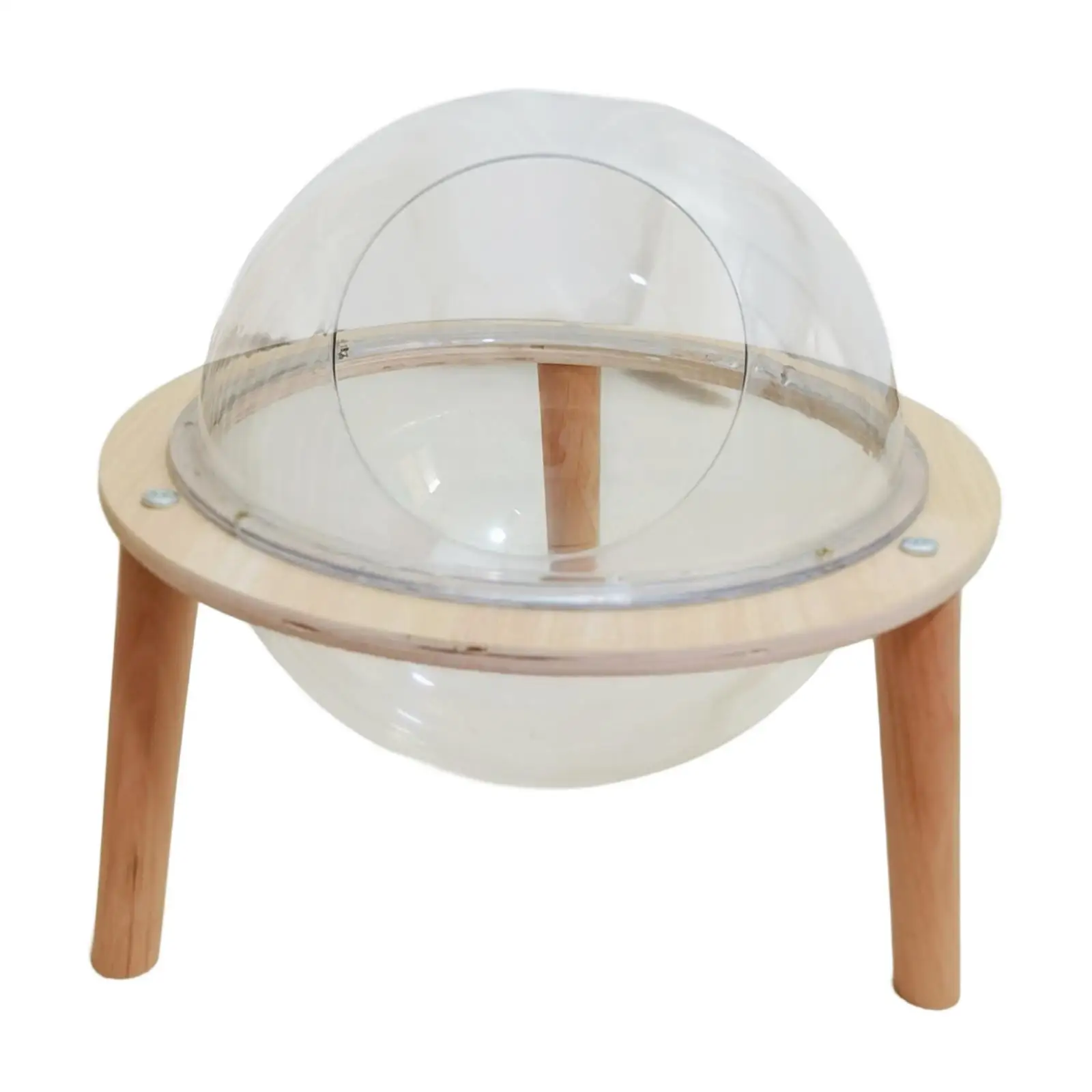 Space Capsule Cat Bed for Indoor Cats Acrylic Dome Wooden Stand Cat Toy