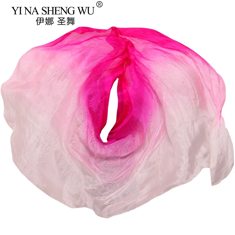 1Pc Puntelli di danza del ventre in seta naturale Donne Ragazze Velo da performance sul palco Rosa + Rosa + Velo di seta di danza del ventre bianco 250/270 cm * 114 cm