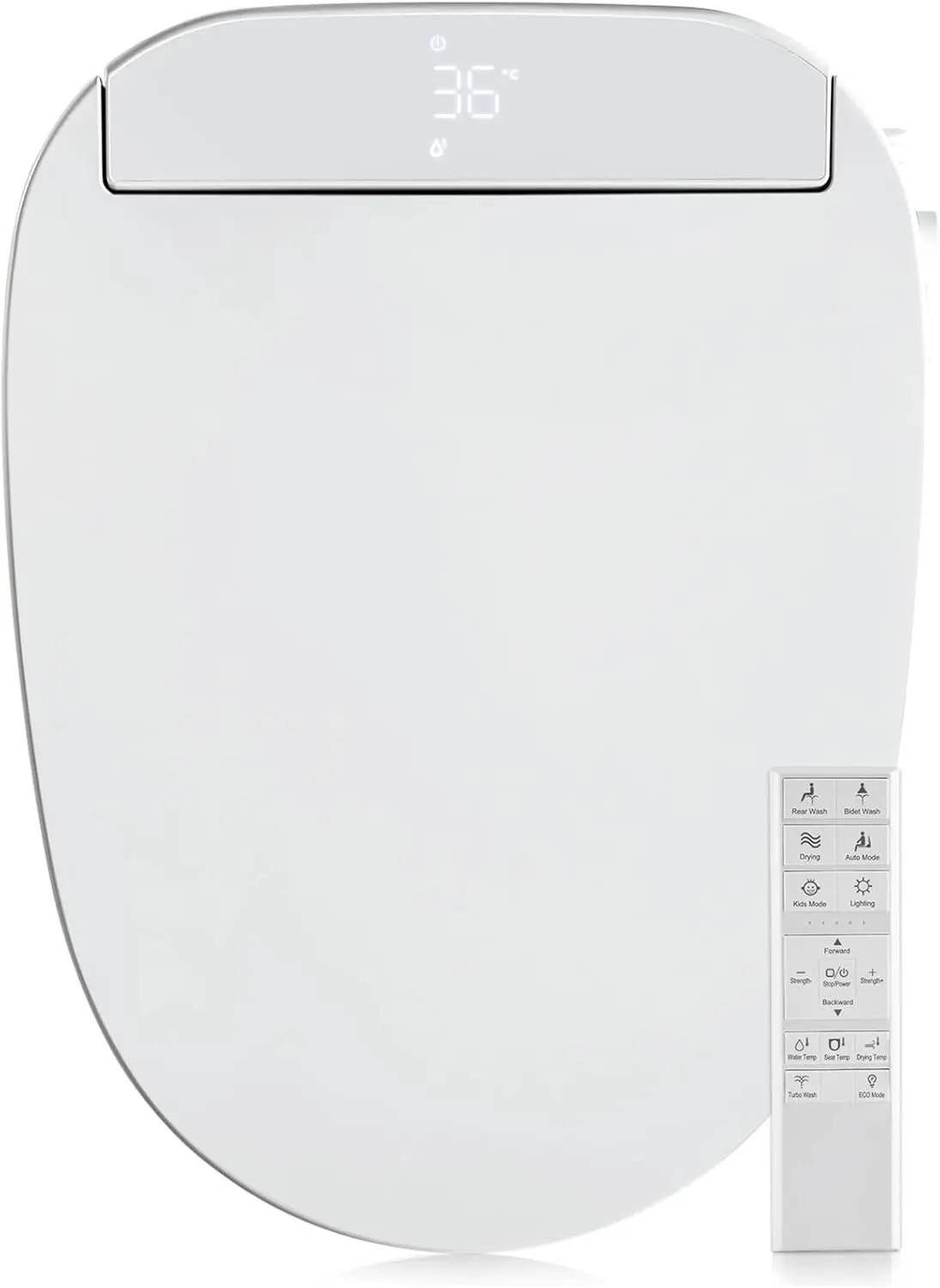 

Elongated Bidet Toilet Seat, Electric Smart Heated Seat with Slow Closes, Warm Water, Vortex Wash, Warm Dryer