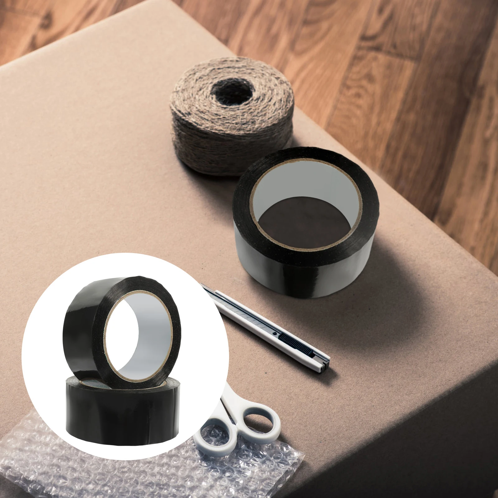 

2 Rolls Black Sealing Tape Heavy Duty Packaging Packing Wide Refills for Shipping Mailing Duct