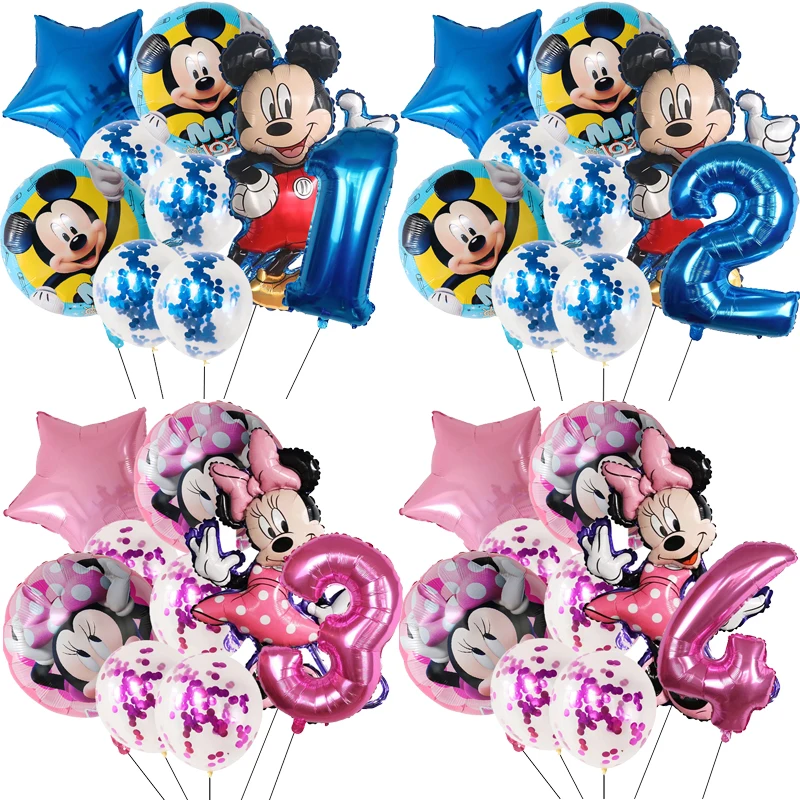 

9Pcs Disney Mickey Minnie Birthday Balloon Decoration Foil Globos Set Mickey Mouse Theme Party Supplies Decoration