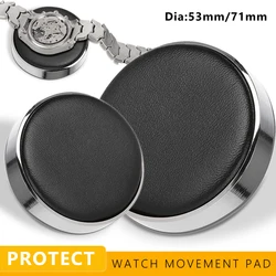 Herramientas de relojería, carcasa de movimiento, almohadilla de cojín, soporte protector de cuero, 53mm/71mm, herramienta de reparación de relojes