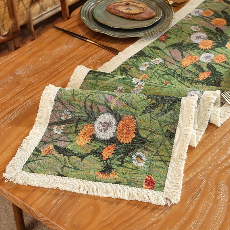 Luxo americano-retro corredor de mesa high-end design floral capa à prova de poeira para mesa de café armário de tv tecido de poliéster durável