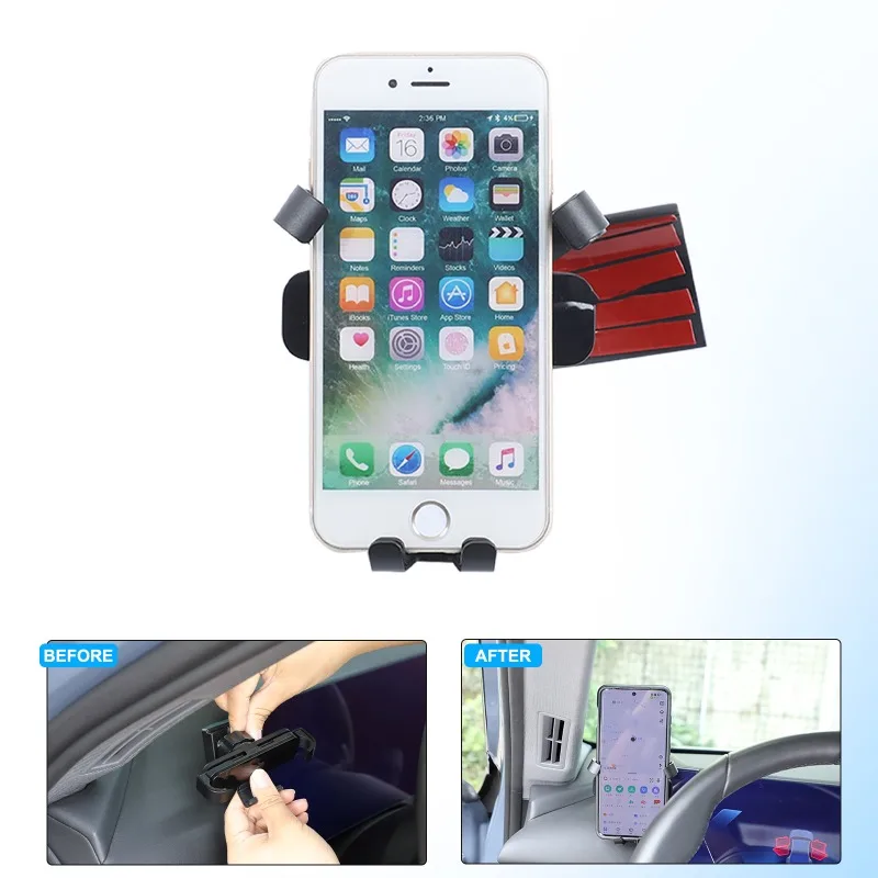 ABS ل 2024 + BMW 5 سلسلة G60 لوحة القيادة الجانب الأيسر حامل هاتف GPS تصاعد قوس اكسسوارات السيارات #5