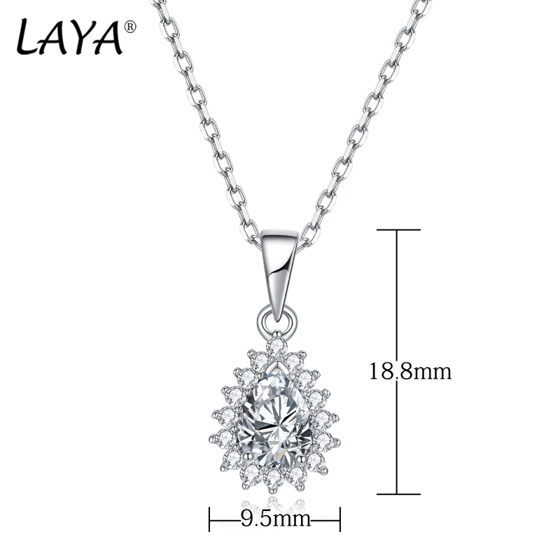 LAYA 925 Sterling Silver 1ct Pear Cut Full Moissanite D Color VVS1 Engagement Wedding Pendant Necklace For Women Fine Jewelry