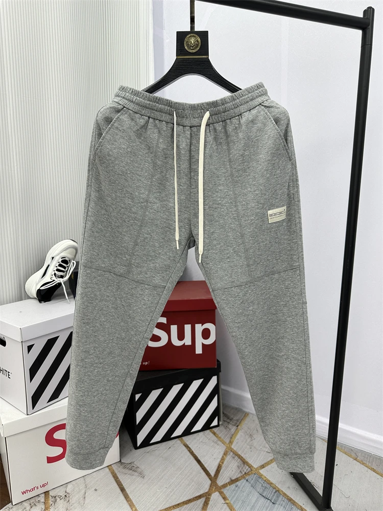 

e Knitted Cotton Sports Leisure Pants for Men Spring Summer Color Match All Knotted Casual Pants Sweatpants
