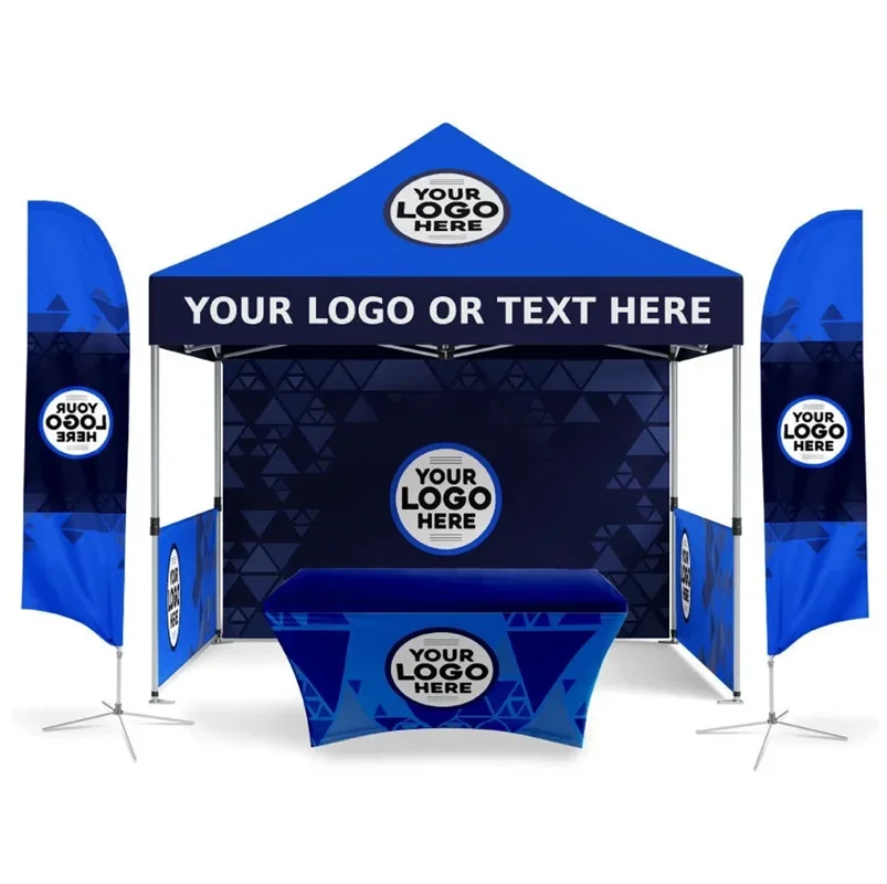 

TB Outdoor Folding Gazebo 10x10ft Advertising Tents Roof Oxford Cloth Portable Sidewall 600D Waterproof Cover Fabric Canopy Tent