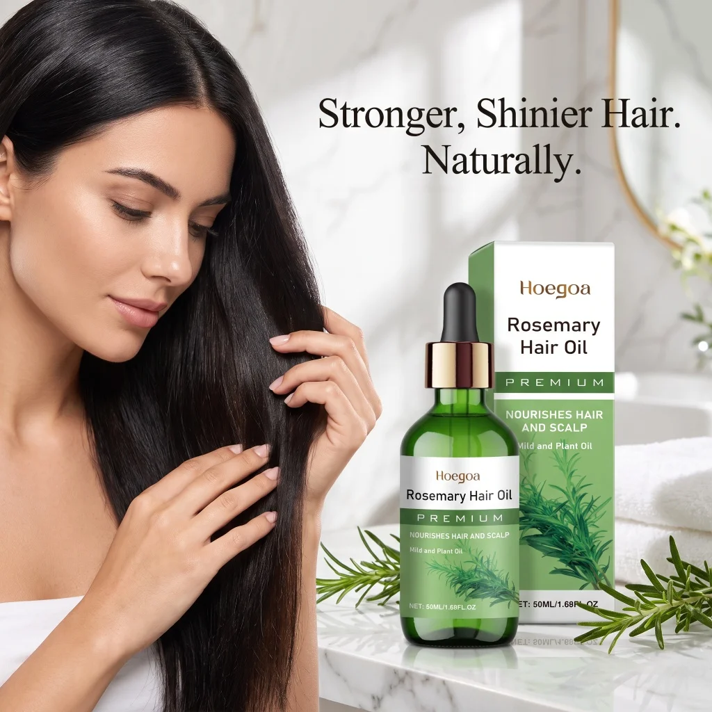 Hoegoa Rosemary Hair Essential Oil Deep Nourishment Reinforce Hair Roots Soft Sleek Tame Dry Frizzy Damaged Hair Essence