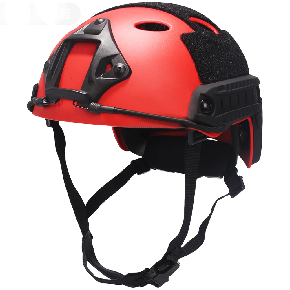 FAST MH/PJ/BJ Type Tactical Helmet, with Side Rail & NVG Mount, All-In-One Red Airsoft Protective Helmet, for Outdoor Paintball