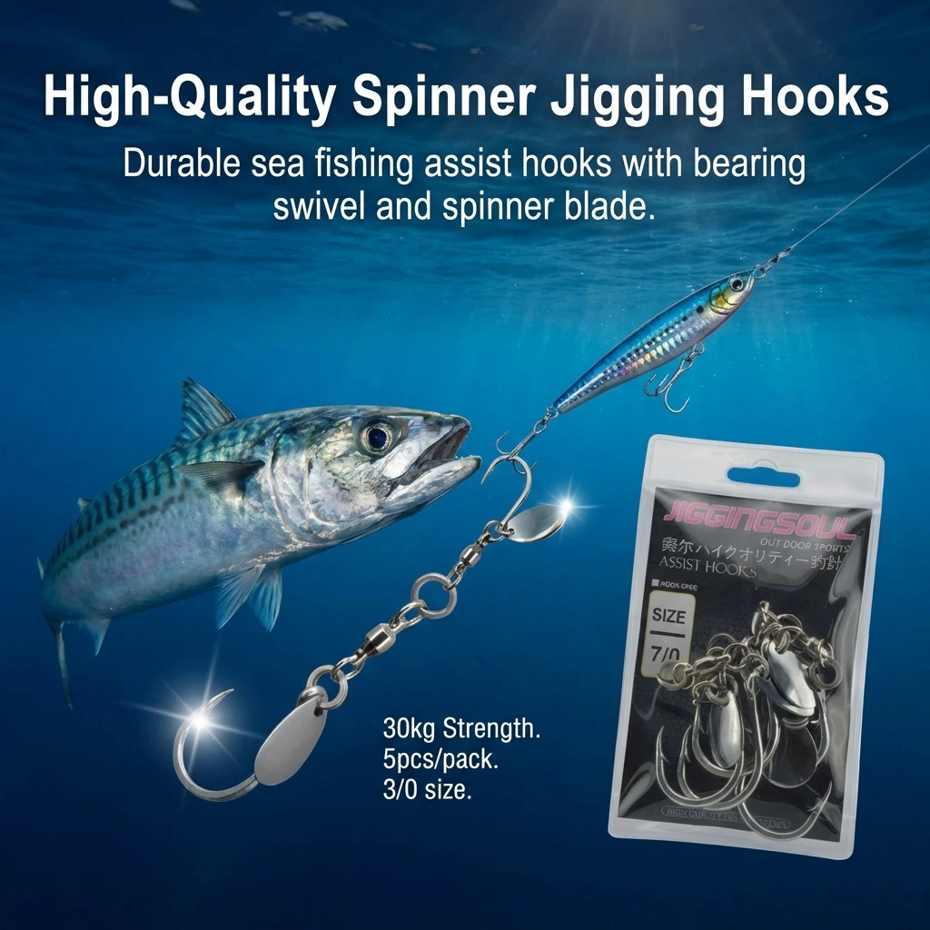 

High-Quality Rotating Lure Single Hook for Sea Fishing with Bearing Swivel and Flashing Blade