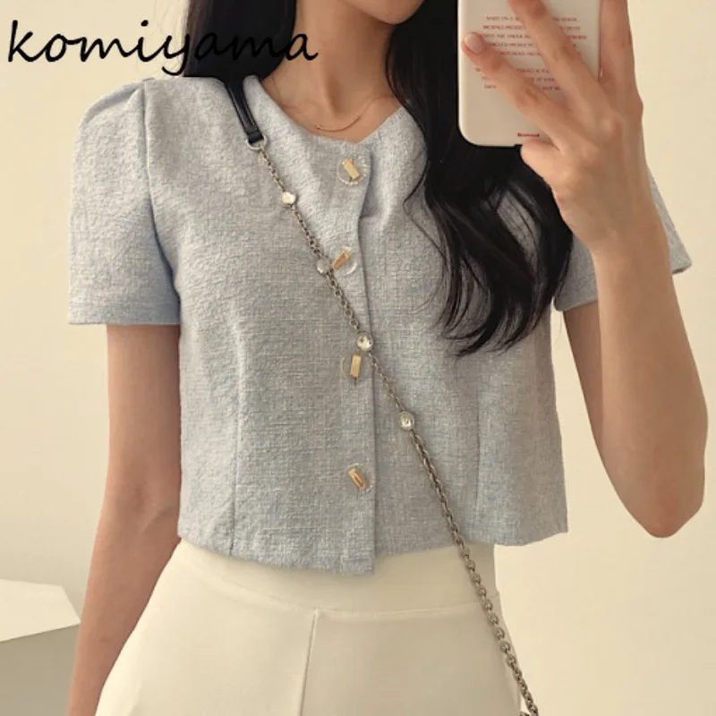 Exquisite Single Breasted Ropa Mujer Short Sleeve Chaqueta Mujeres O-neck Woman Jackets Small Fragrance Coats Summer Clothes