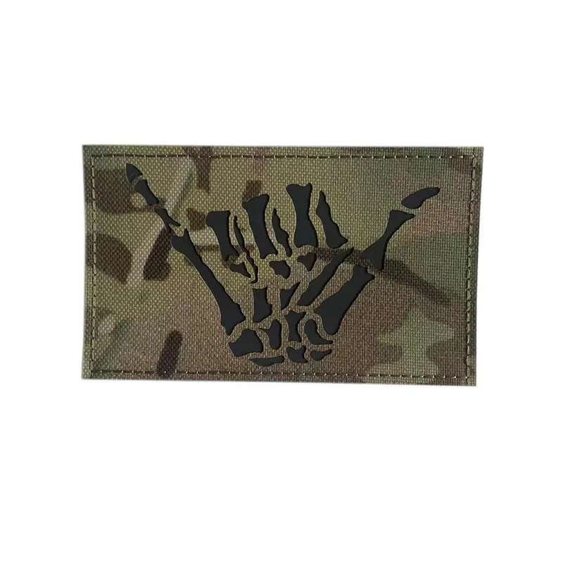 Totenkopf-Skelett-Hand-Finger Taktische Applikation, Outdoor-Abzeichen IR Infrarot-Reflektierende Patches mit Klettverschluss für Rucksack, Weste – Detail 6