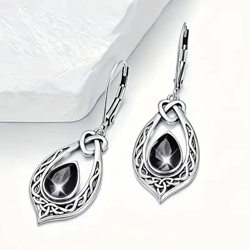 Huitan Hollow Out Design Women Drop Earrings Inlaid Brilliant Black CZ Fashion Party Elegant Lady Accessories Wedding Jewelry