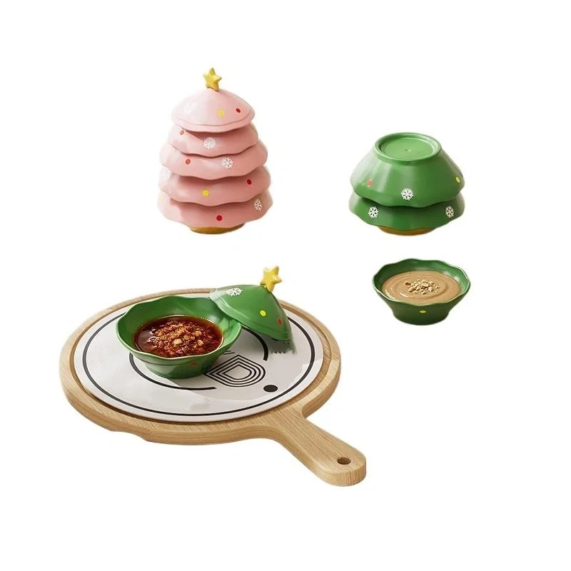 1Pc Christmas Tree Shaped Dipping Dish Set High Appearance Household Hotpot Small Plate Soy Sauce Seasoning Dish Cute Tableware view 5