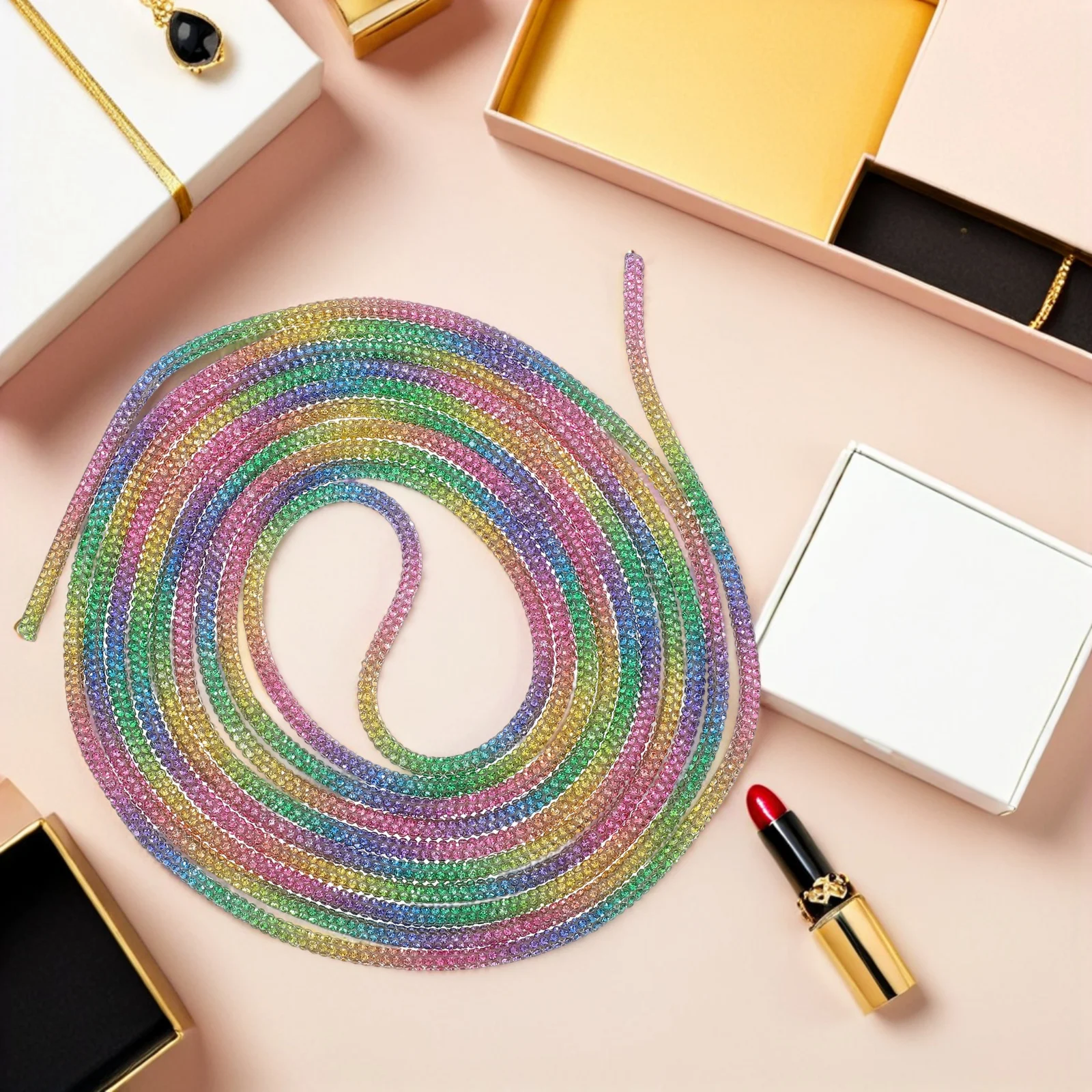 Cordão de cintura com strass, tubo de glitter macio e flexível para capuz, cordão de substituição, cadarços de sapato, decoração, cadarços de sapato com strass