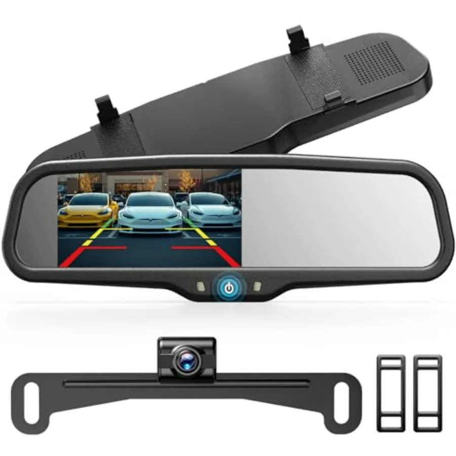 Rear View Mirror Backup Camera 4.3'' OEM HD Wireless Backup Camera with Intelligent Light Sensing Display System IP69 Waterproo