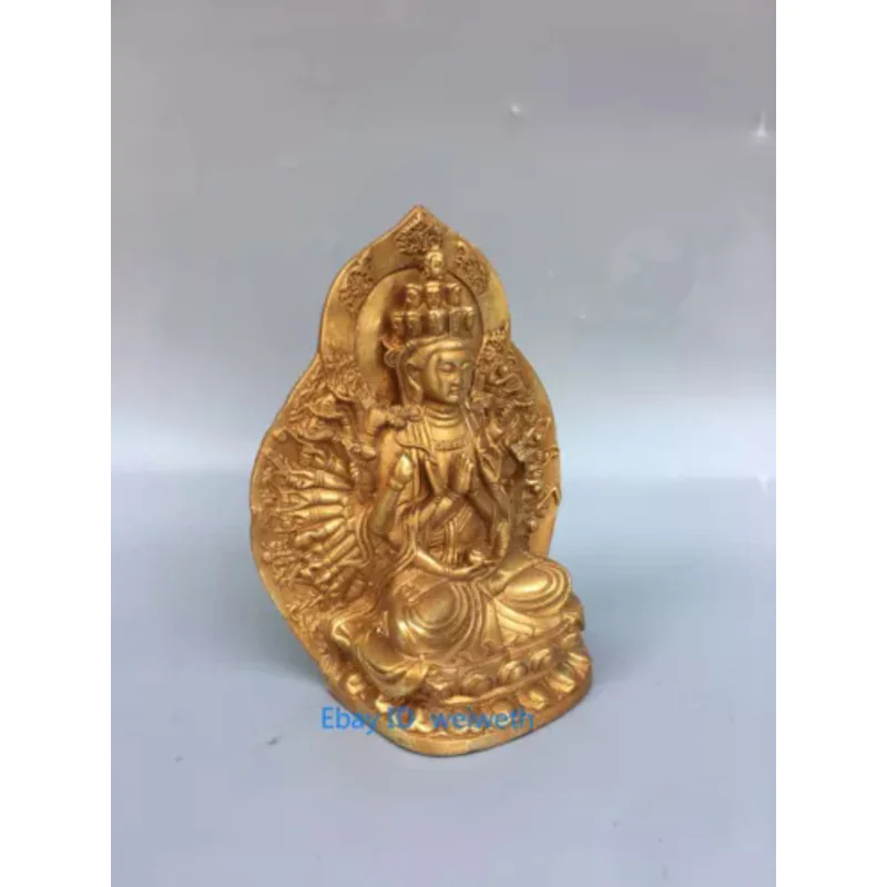 Collection China Antique Brass Statue Cundhi Bodhisattva Gild Buddha Statue 15CM