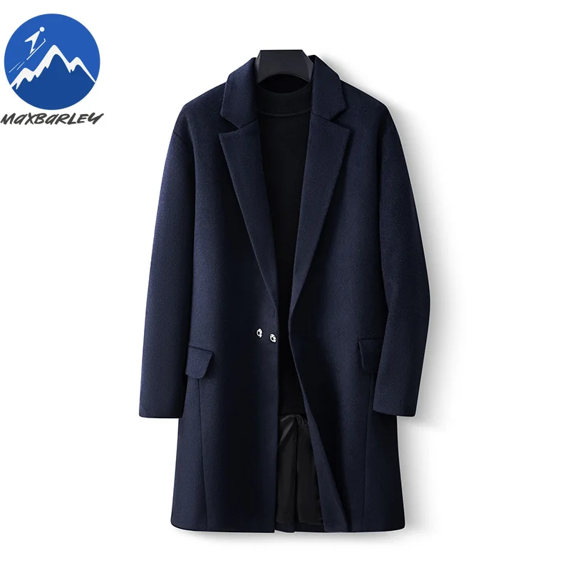 Maxbarley الفاخرة الصف معطف طويل للرجال خريف 2025 جديد الصوف يمزج معطف العلامة التجارية الذكور الملابس الشتوية معطف الكشمير الكورية رجل #2