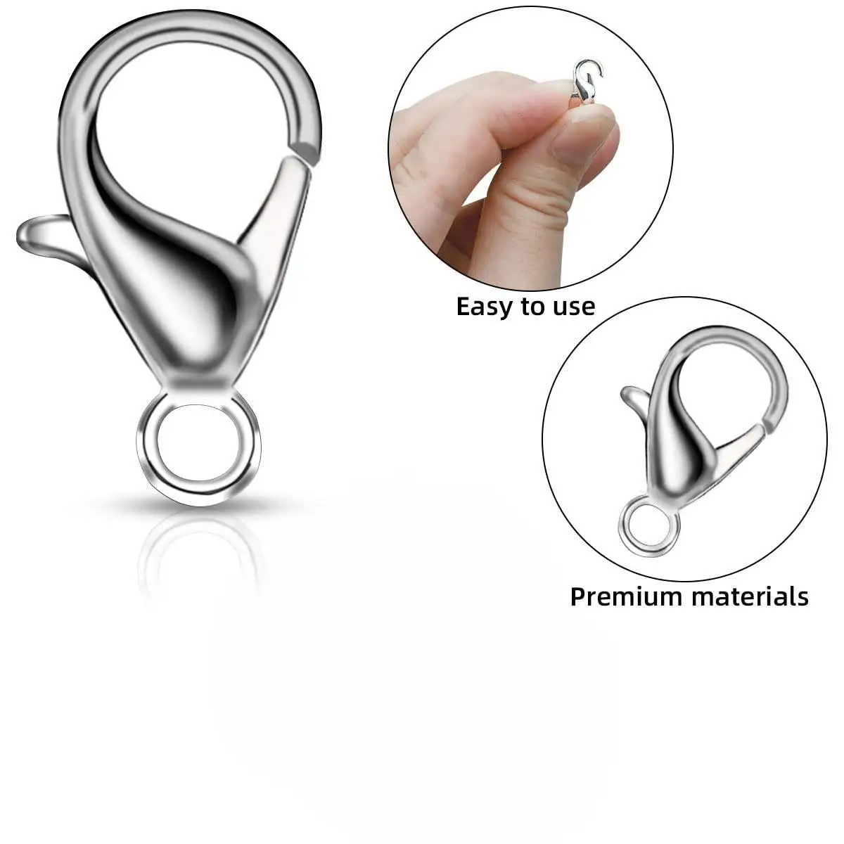 100pcs/lot Metal Lobster Clasps for Bracelets Necklaces Hooks Chain Closure Accessories for DIY Jewelry Making