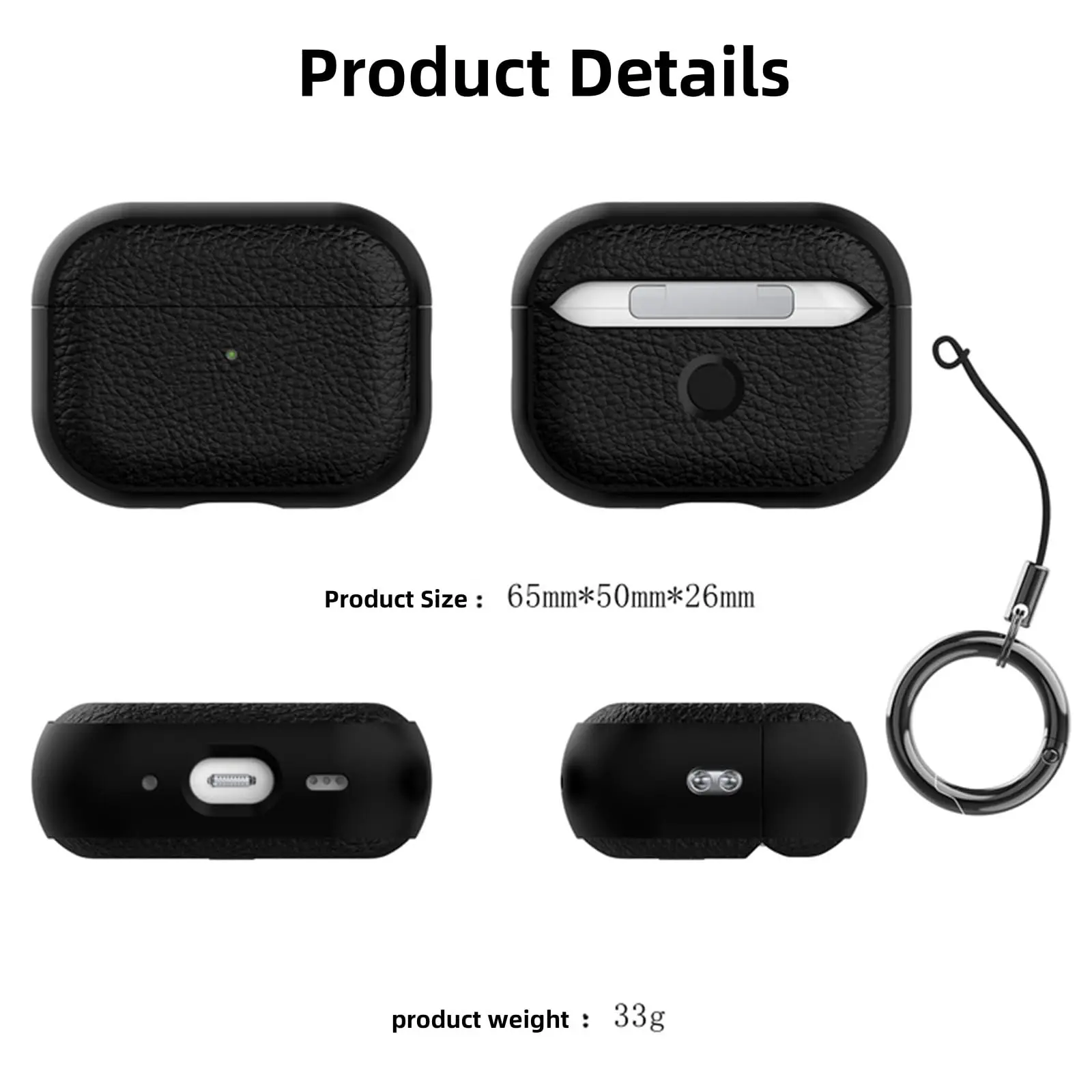 ل AirPods Pro 3 نمط جلدي حافظة من البولي يوريثان غطاء ملحقات لطيف الجلد غطاء حامي كامل مع سلسلة المفاتيح ل AirPods Pro 3