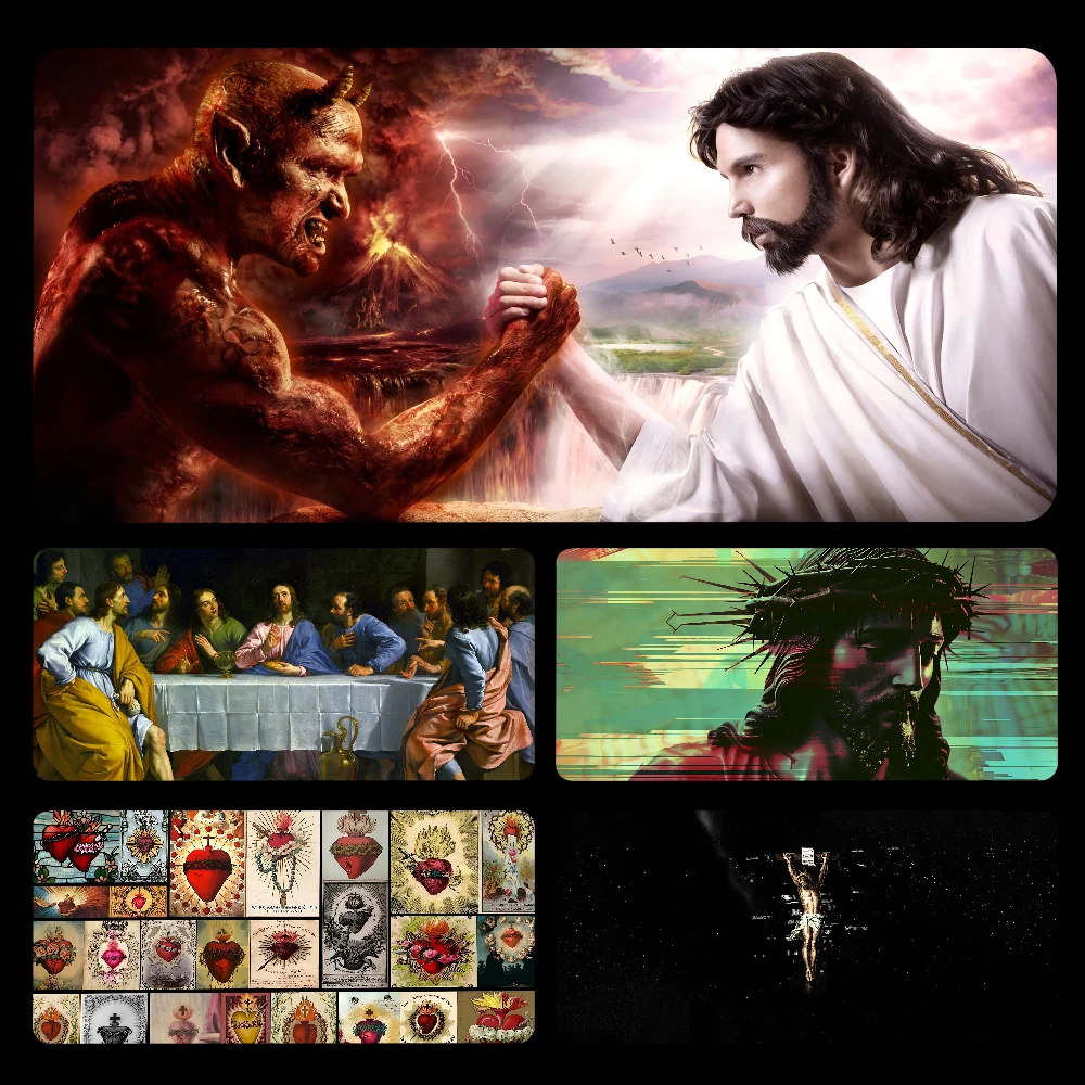 Jesus Mousepad Large Gaming Mouse Pad LockEdge Thickened Computer Keyboard Table Desk Mat