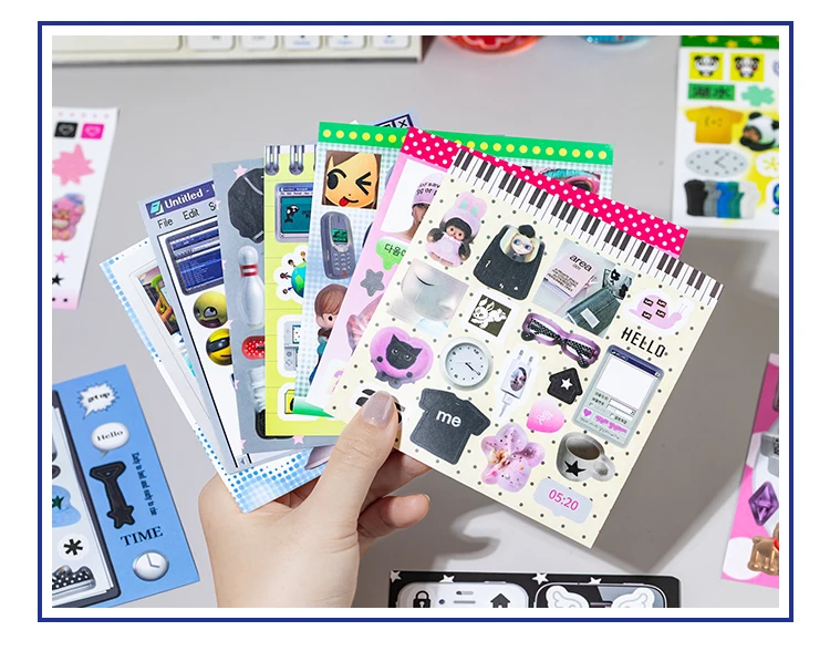 20/40 Pcs Y2K Millennial Electronic Style Die Cut Stickers Book for Scrapbooking Diary Handmade Japanese Stationery Decorative