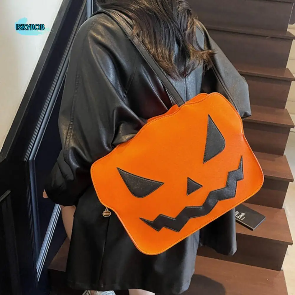 

Портативная готическая сумка-тоут на Хэллоуин, большая вместительная сумка из искусственной кожи с тыквой, креативная необычная сумка-мессенджер с демоном, фестиваль