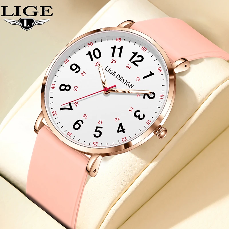 ساعة LIGE النسائية العصرية الرياضية العسكرية المقاومة للماء كوارتز للنساء من أفضل العلامات التجارية الفاخرة ساعات يد نسائية من السيليكون