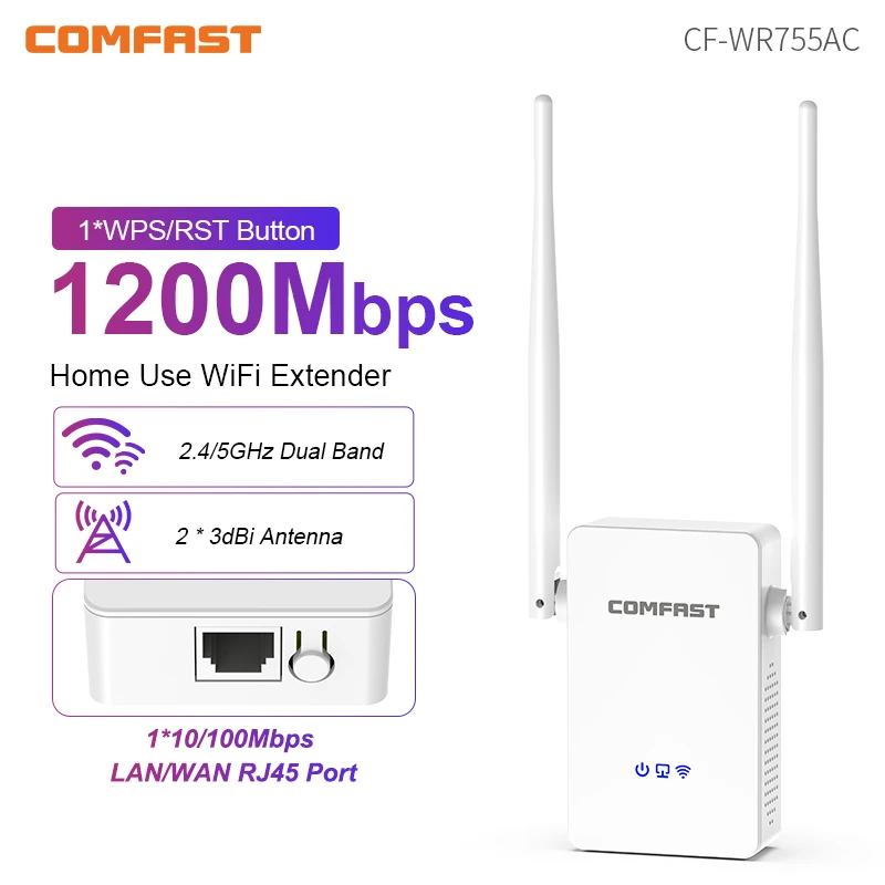 

Comfast 1200 Мбит/с Wi-Fi повторитель беспроводной Wi-Fi расширенный усилитель 2,4G/5G двухдиапазонный сетевой усилитель сигнала дальнего действия Wi-Fi маршрутизатор