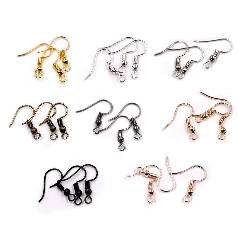 

200Pcs Mixed Rose Gold Silver Color Black Metal Earring Hooks for Jewelry Making Diy Earring Handmade Accessories Wholesale