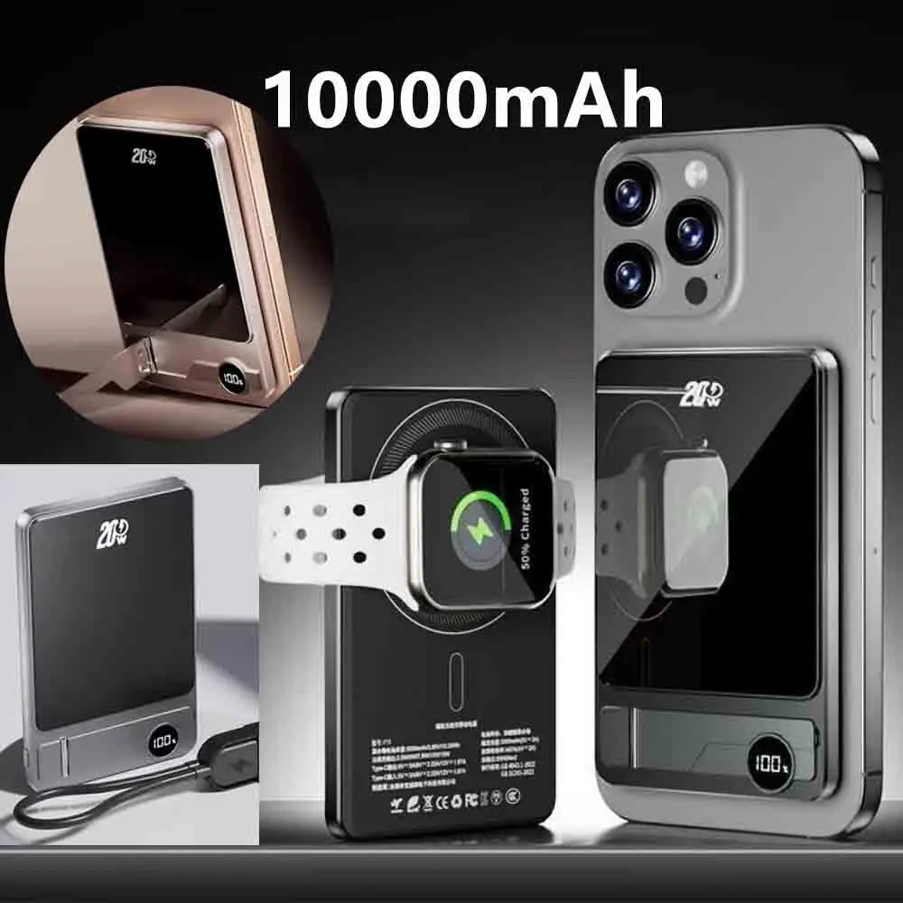 

Ультратонкое магнитное зарядное устройство емкостью 10000 мАч, сертифицированное CCC, быстрое зарядное устройство для часов iPhone, беспроводная портативная батарея для Samsung