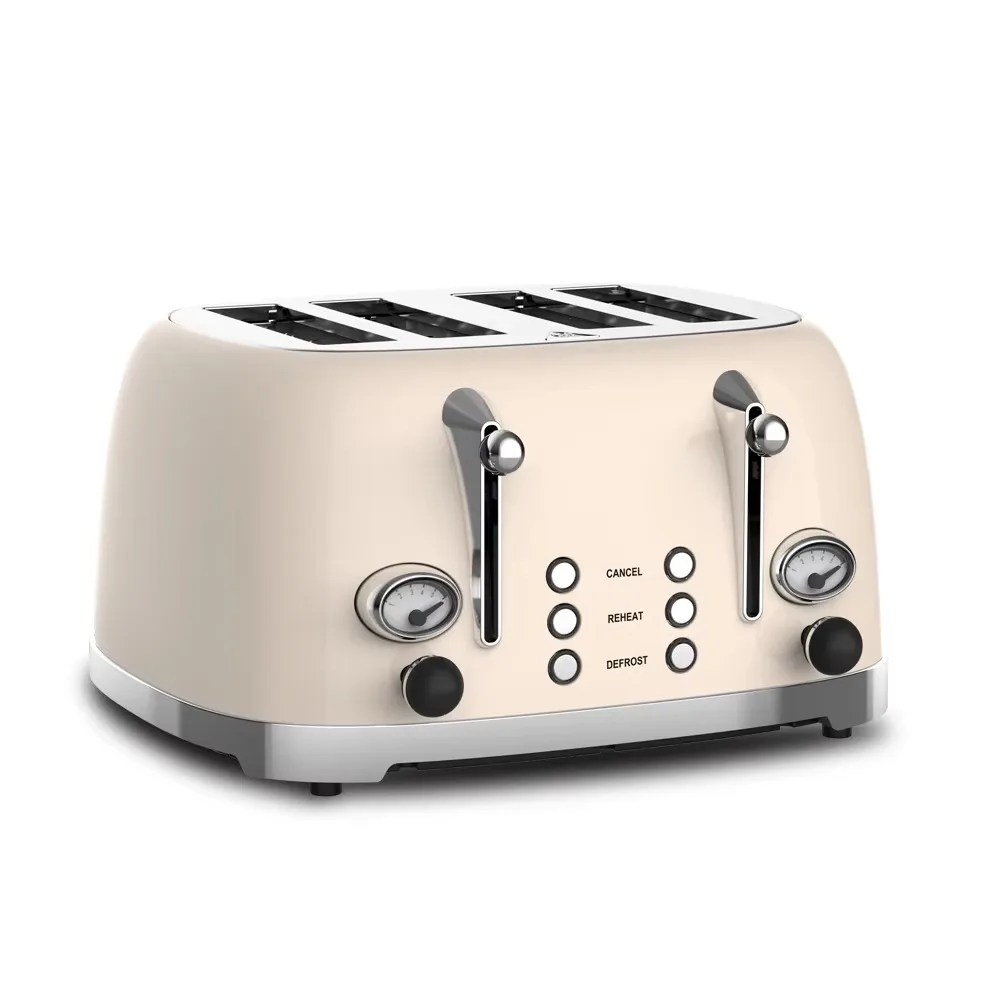 

4-Slice Stainless Steel Electric Toaster Automatic Pop-Up Reheat Variable Browning Control Removable Crumb Tray Hotel