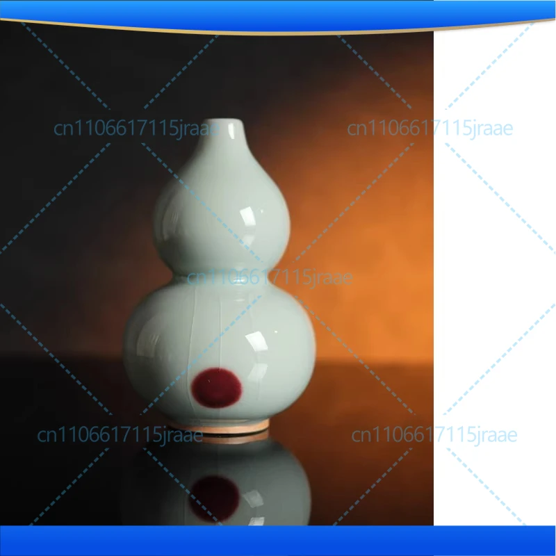Azure kiln becomes Jun red and smudged! Lucky gourd! Handmade Jun porcelain ornament