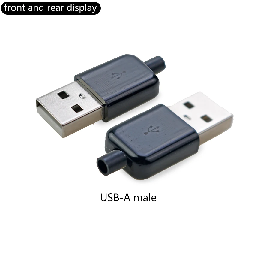 5/10Set USB Type A Connector Male Female 4 Pin Plug Socket With Black White Plastic Cover USB 2.0 Type-A Soldering DIY Kits - Image 6