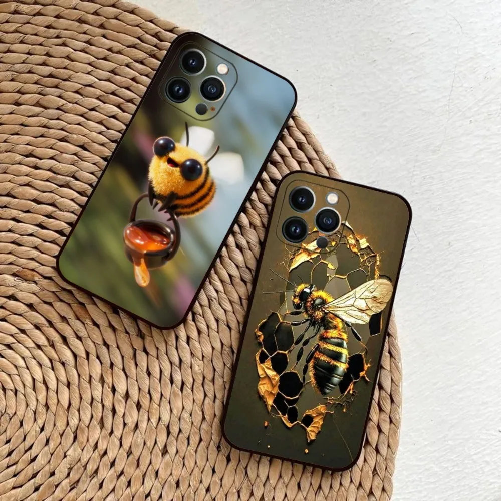 

Honey Bee Cute Phone Case For iPhone 15,14,13,12,11,Plus,Pro Max,XS,X,XR,SE,Mini,8,7 Soft Silicone Black Cover