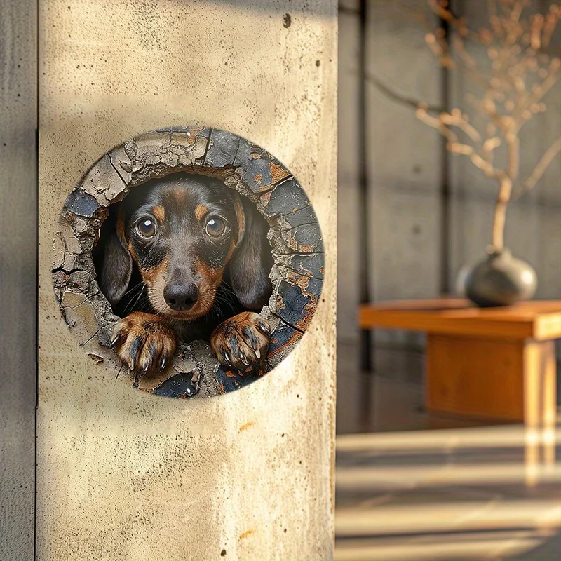 Dachshund in The Wall Metal Sign - Waterproof Decorative Plaque for Home, Garden, or Garage with Holes for Easy Installation