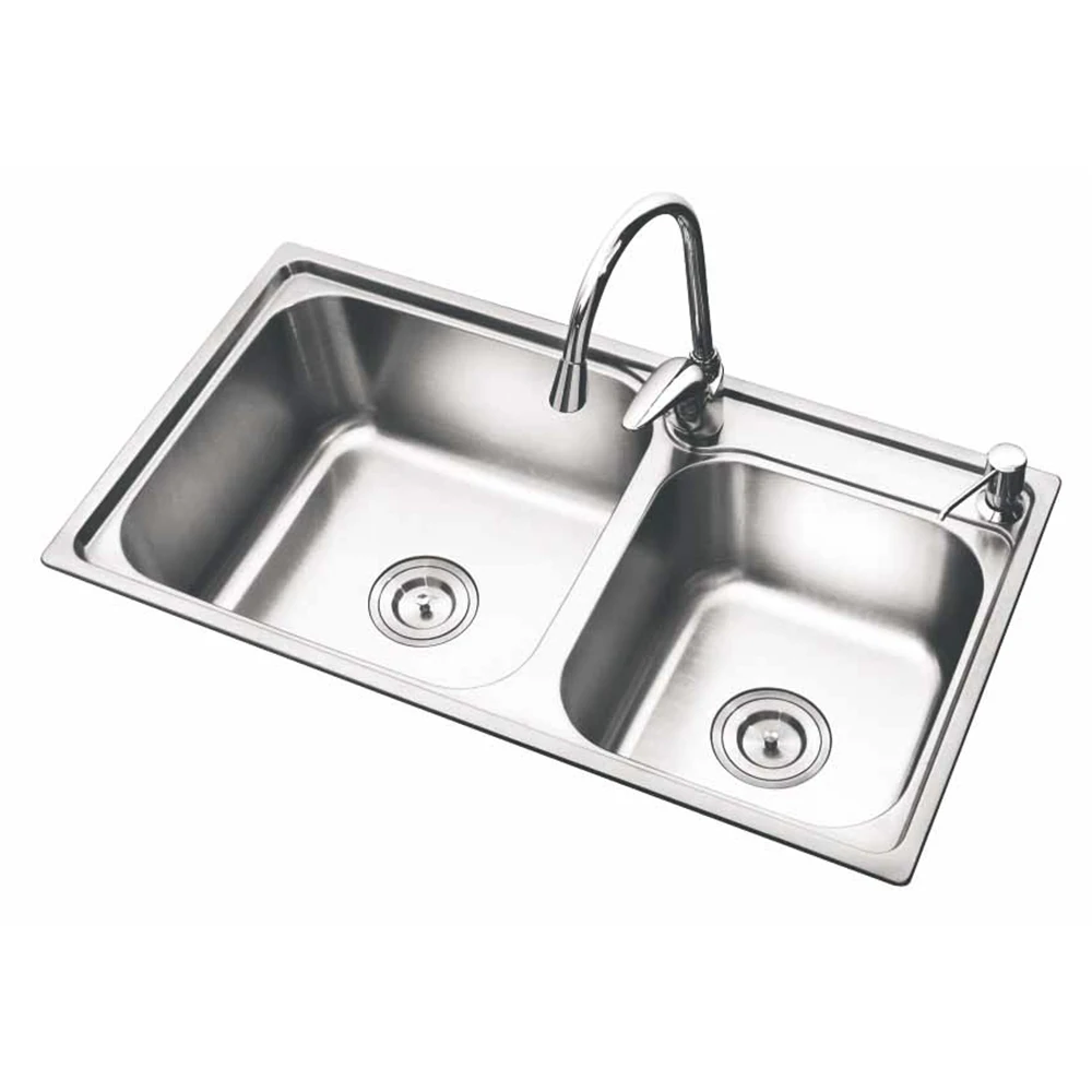 Double bowl washbasin kitchen bottom kitchen sink 304 stainless steel rectangular modern kitchen basin
