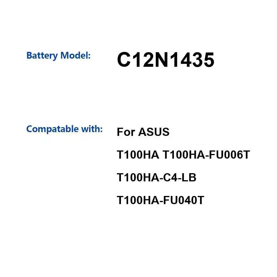

7896Mah Laptop Battery Premium Replacement For Asus T100HA T100HA-FU006T T100HA-C4-LB T100HA-FU040T C12N1435