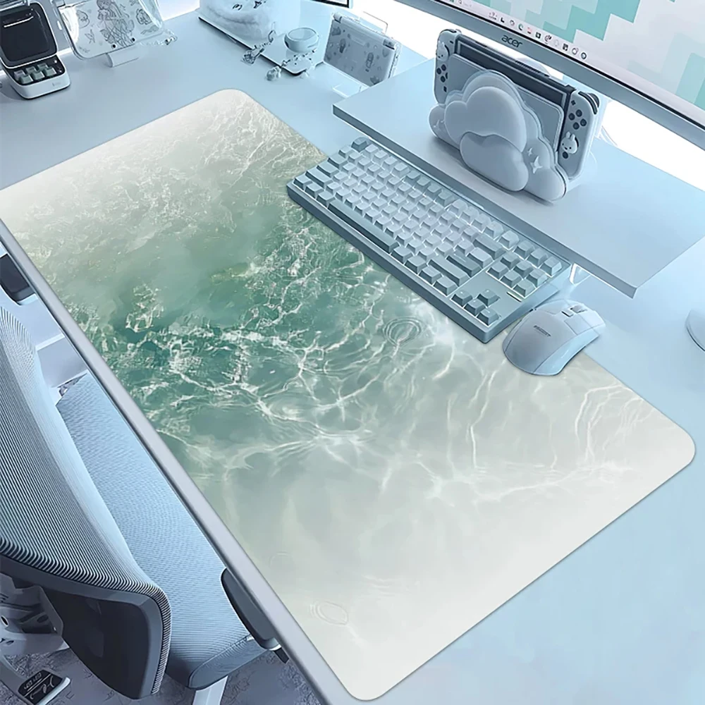 Large Water Ripple Desk Mat 900x400mm Extended Mouse Pad Soft Smooth Surface Non Slip Gaming Office Keyboard Table Mat Gift